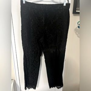 J.Crew Mid Rise Pull-On Peyton Wide-Leg Pants in Black Lace